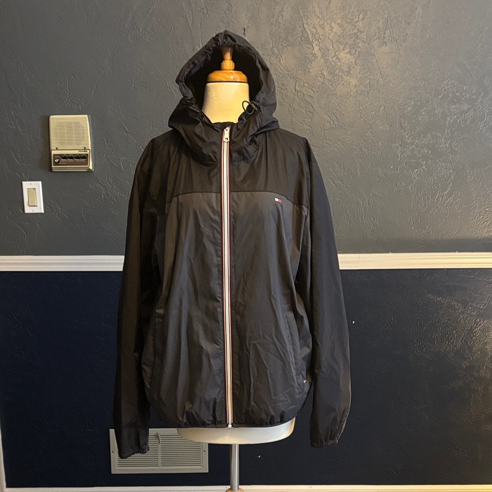 Men's Black/grey rain Hooded Jacket